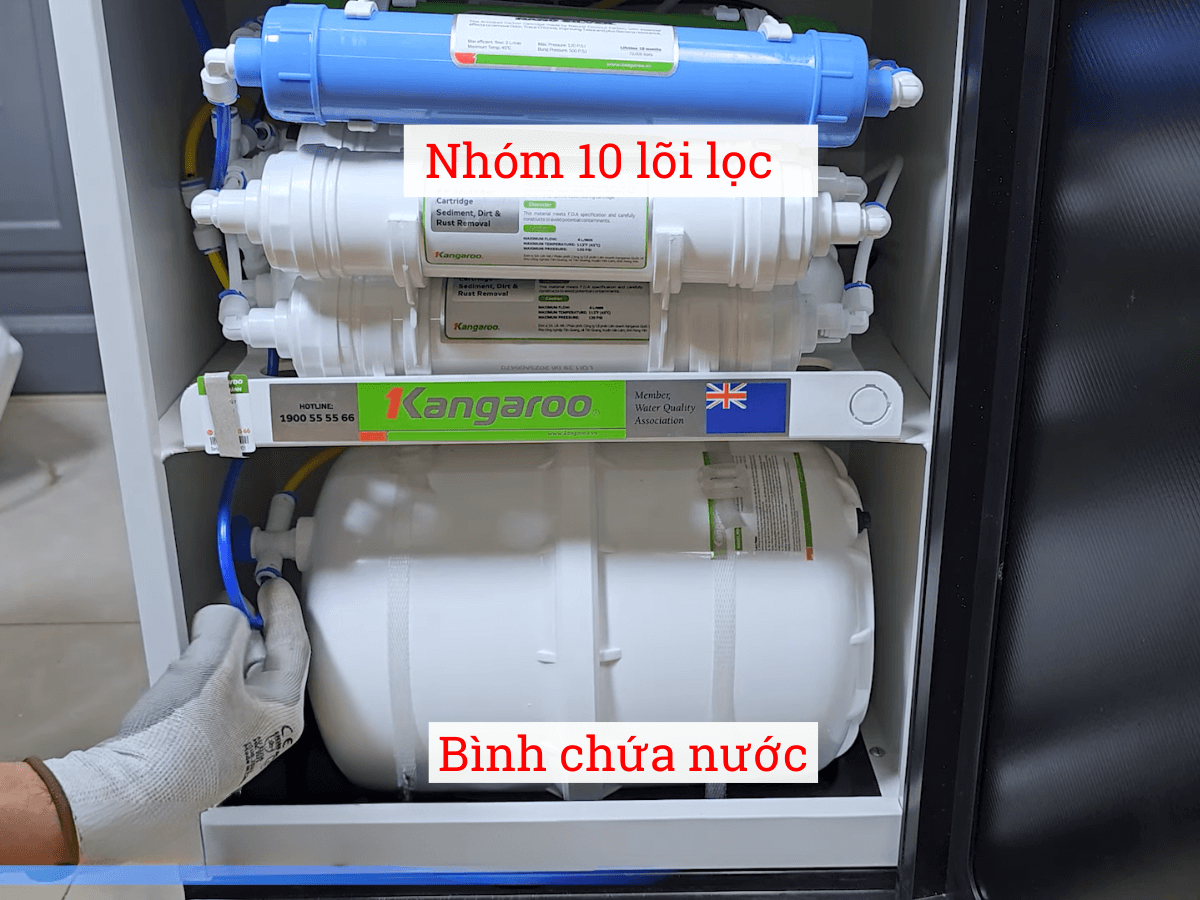 Bên trong máy lọc nước Kangaroo KG10A17