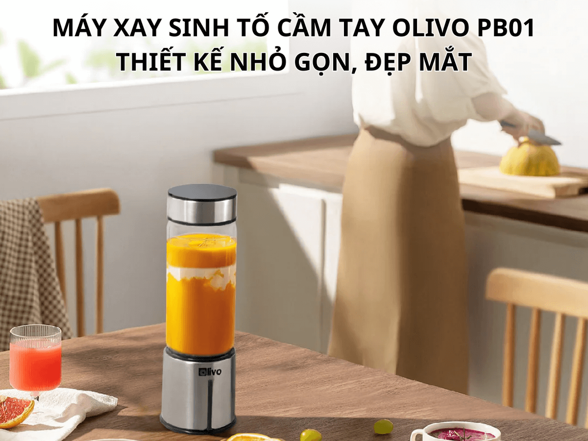 Máy xay sinh tố cầm tay Olivo PB01 thiết kế nhỏ gọn, đẹp mắt