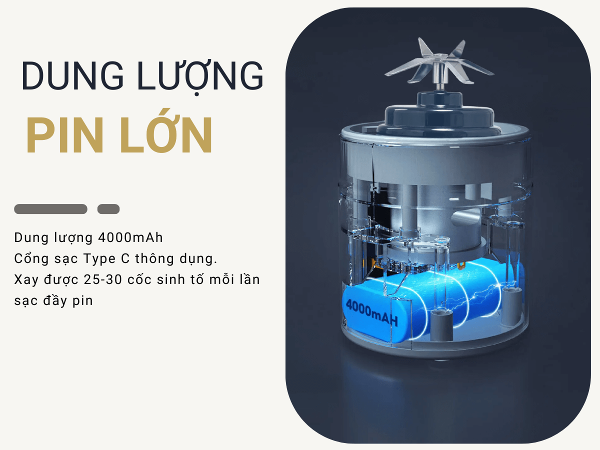 Dung lượng pin lớn, sạc pin dễ dàng