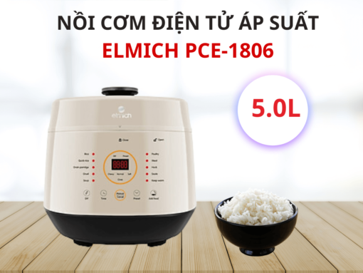 nồi cơm điện tử áp suất elmich pce-1806 (2) Nồi cơm điện tử áp suất Elmich PCE-1806 dung tích 5 lít, thiết kế sang trọng