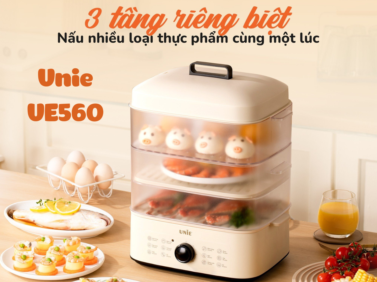 Nồi hấp Unie UE560 thiết kế hiện đại, đẹp mắt