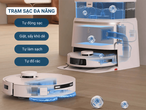 Trạm sạc OMNI đa năng: tự đổ rác, giặt và sấy khô giẻ