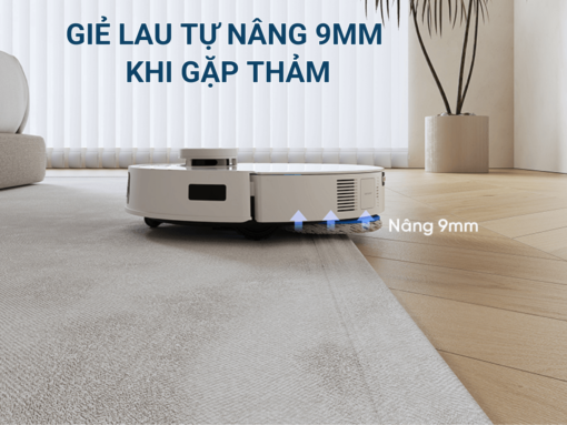 Giẻ lau tự nâng 9mm khi gặp thảm