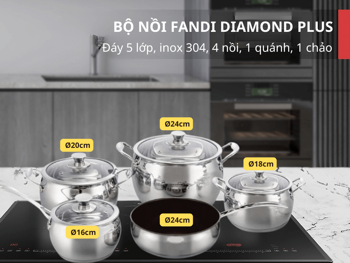 Tổng quan về bộ nồi Fandi Diamond Plus