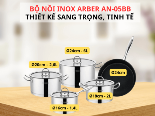 Tổng quan về bộ nồi inox Arber AN-05BB