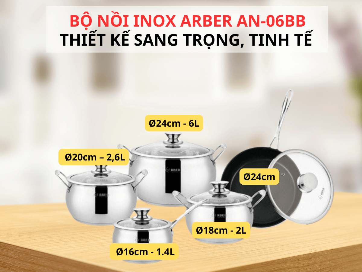 Bộ nồi inox Arber AN-06BB