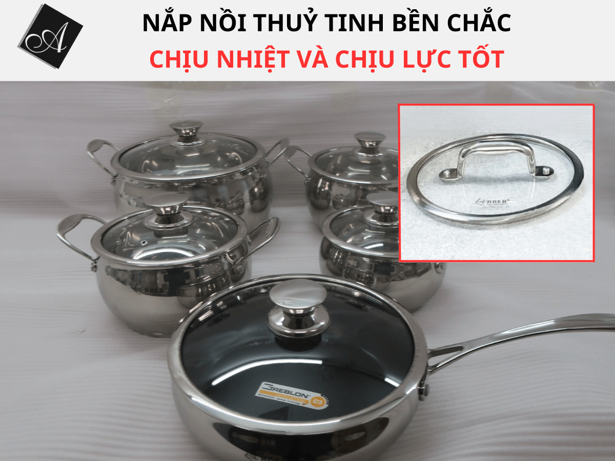 Nắp thuỷ tinh bền chắc, chịu nhiệt và chịu lực tốt