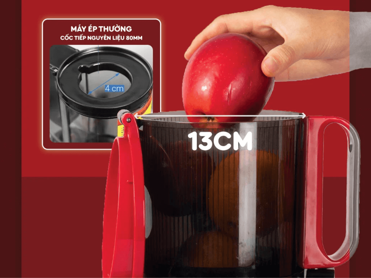 Khoang tiếp nguyên liệu lớn, đường kính rộng 130mm