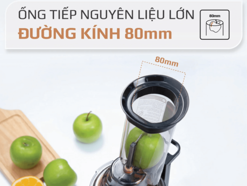 Khoang tiếp nguyên liệu lớn, đường kính rộng 8cm