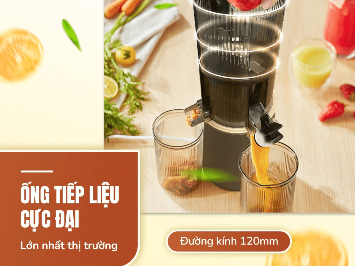 Khoang tiếp nguyên liệu lớn, đường kính rộng 12cm