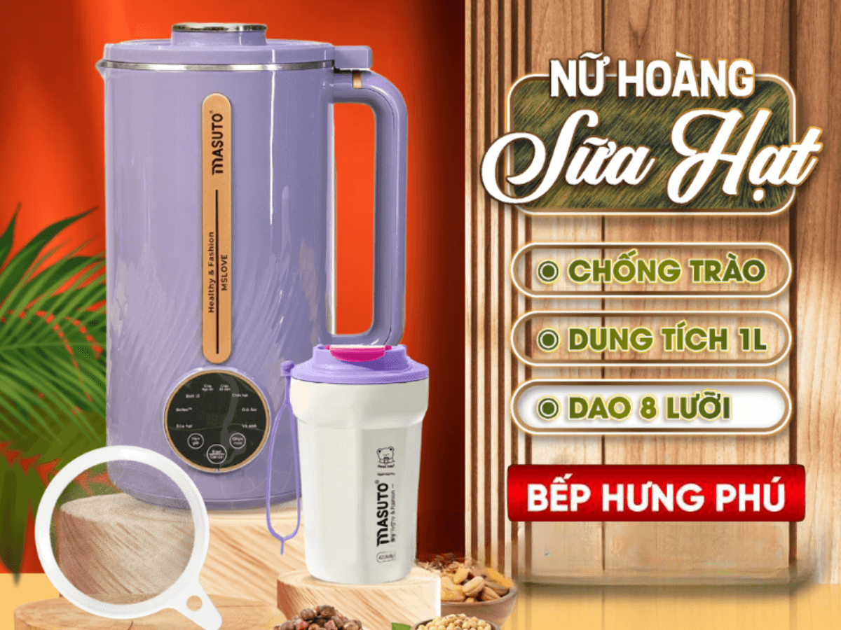 Máy làm sữa hạt Masuto MsLove thiết kế thời thượng, đẹp mắt
