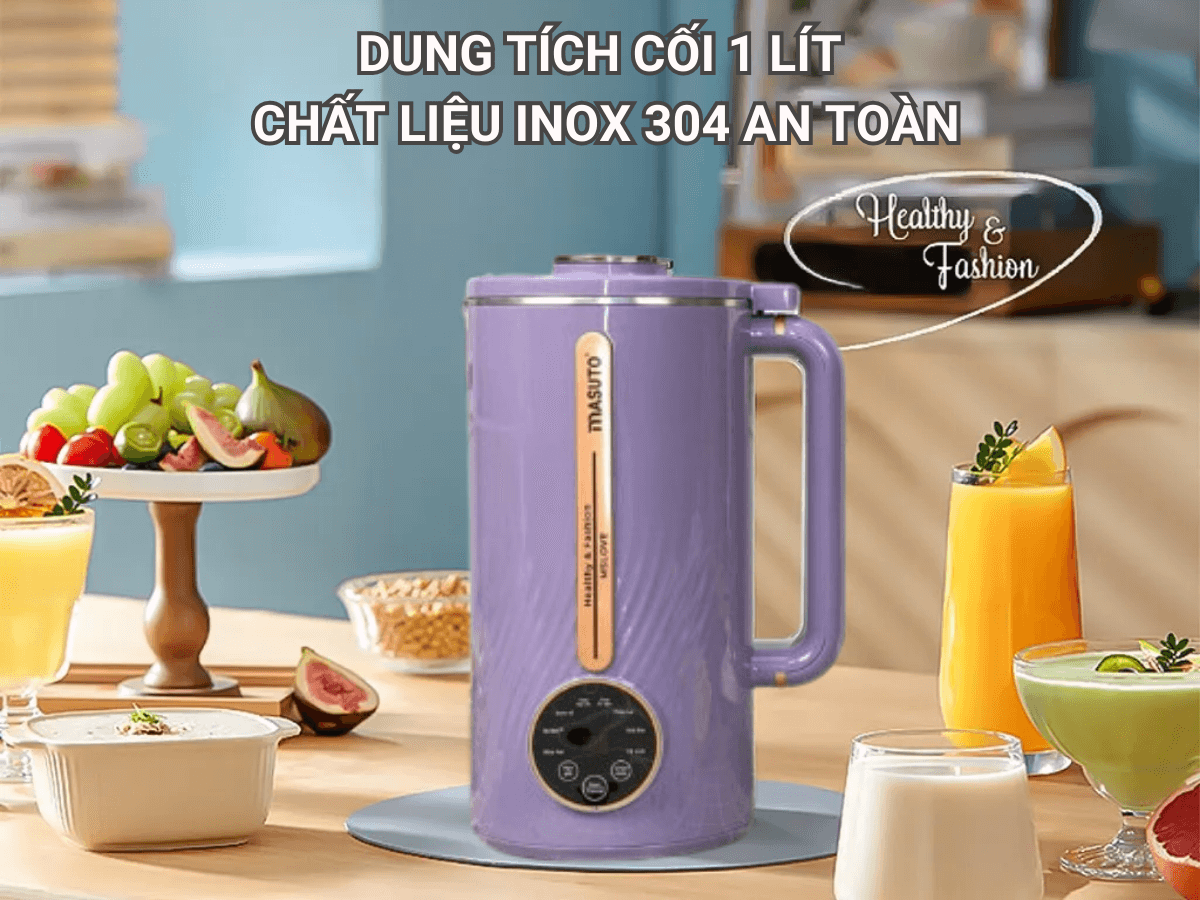Dung tích cối 1 lít, chất liệu inox 304 an toàn