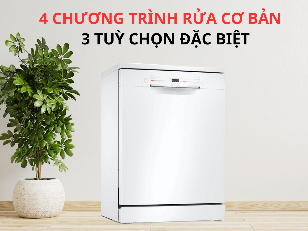 4 chương trình rửa cơ bản và 3 tuỳ chọn đặc biệt
