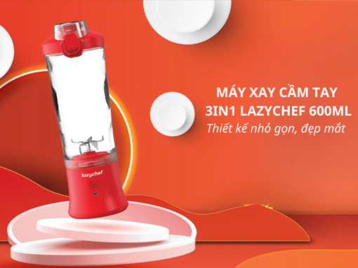 Máy xay cầm tay 3in1 Lazychef 600ml thiết kế nhỏ gọn, đẹp mắt