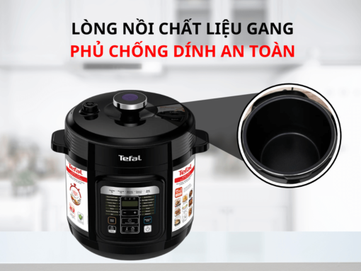 Lòng nồi chất liệu gang phủ chống dính an toàn