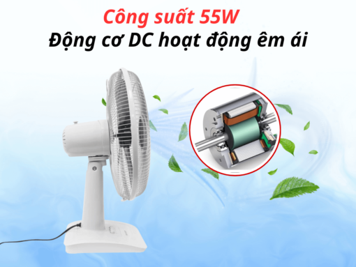 quạt bàn sharp pj-t40mv-lg (4) Hiệu suất mạnh mẽ, vận hành êm ái