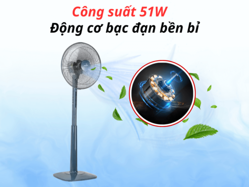 quạt đứng panasonic f-409kb (3) Hiệu suất mạnh mẽ, vận hành êm ái