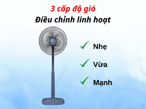 quạt đứng panasonic f-409kb (4) 3 cấp độ gió, điều chỉnh linh hoạt
