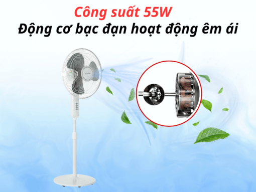 quạt đứng sharp pj-s40mv-lg (4) Hiệu suất mạnh mẽ, vận hành êm ái