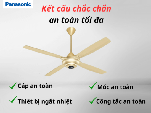 quạt trần panasonic f-56mzg-gos (4) Kết cấu chắc chắn, an toàn tối đa