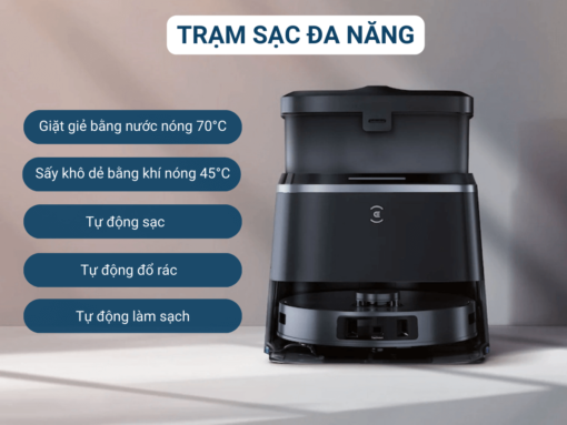 Trạm sạc OMNI đa năng: tự đổ rác, giặt và sấy khô giẻ