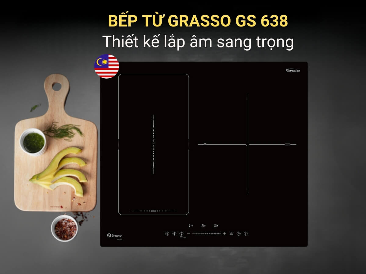 Bếp từ Grasso GS 638 thiết kế lắp âm sang trọng