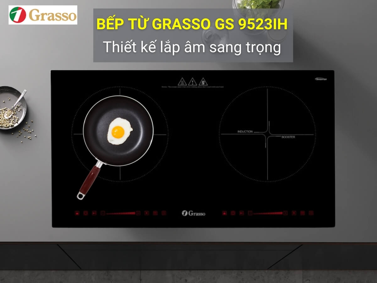 Bếp từ Grasso GS 9523IH thiết kế 2 vùng nấu, công suất 4000W