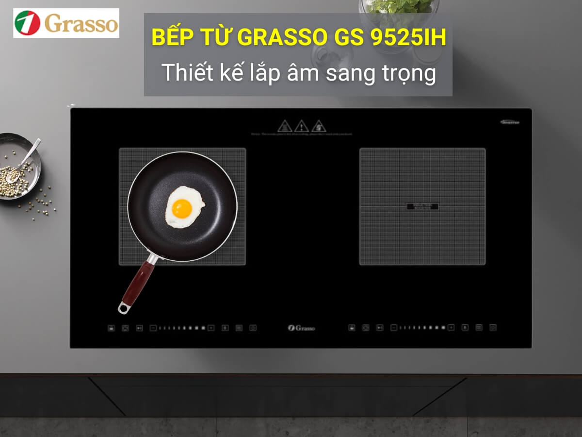 Bếp từ Grasso GS 9525IH thiết kế 2 vùng nấu, công suất 4000W