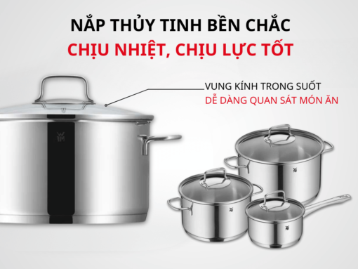 Nắp nồi thuỷ tinh bền chắc, chịu nhiệt và chịu lực tốt