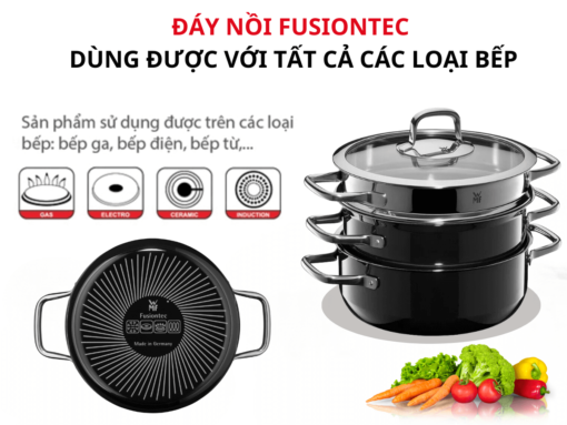 bộ nồi wmf fusiontec compact 3 món (đen) (3) Đáy nồi Fusiontec dùng được với tất cả các loại bếp
