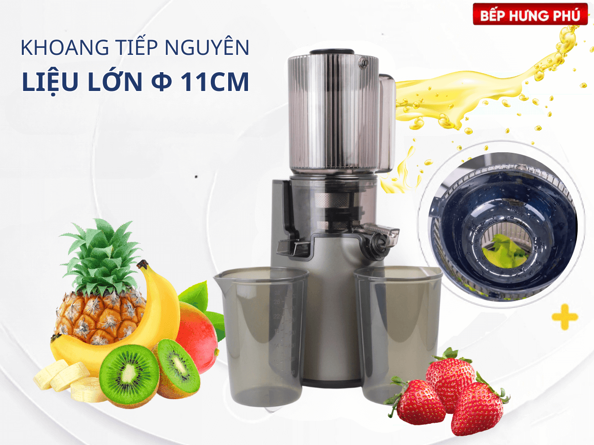 Khoang tiếp nguyên liệu lớn, đường kính rộng 11cm