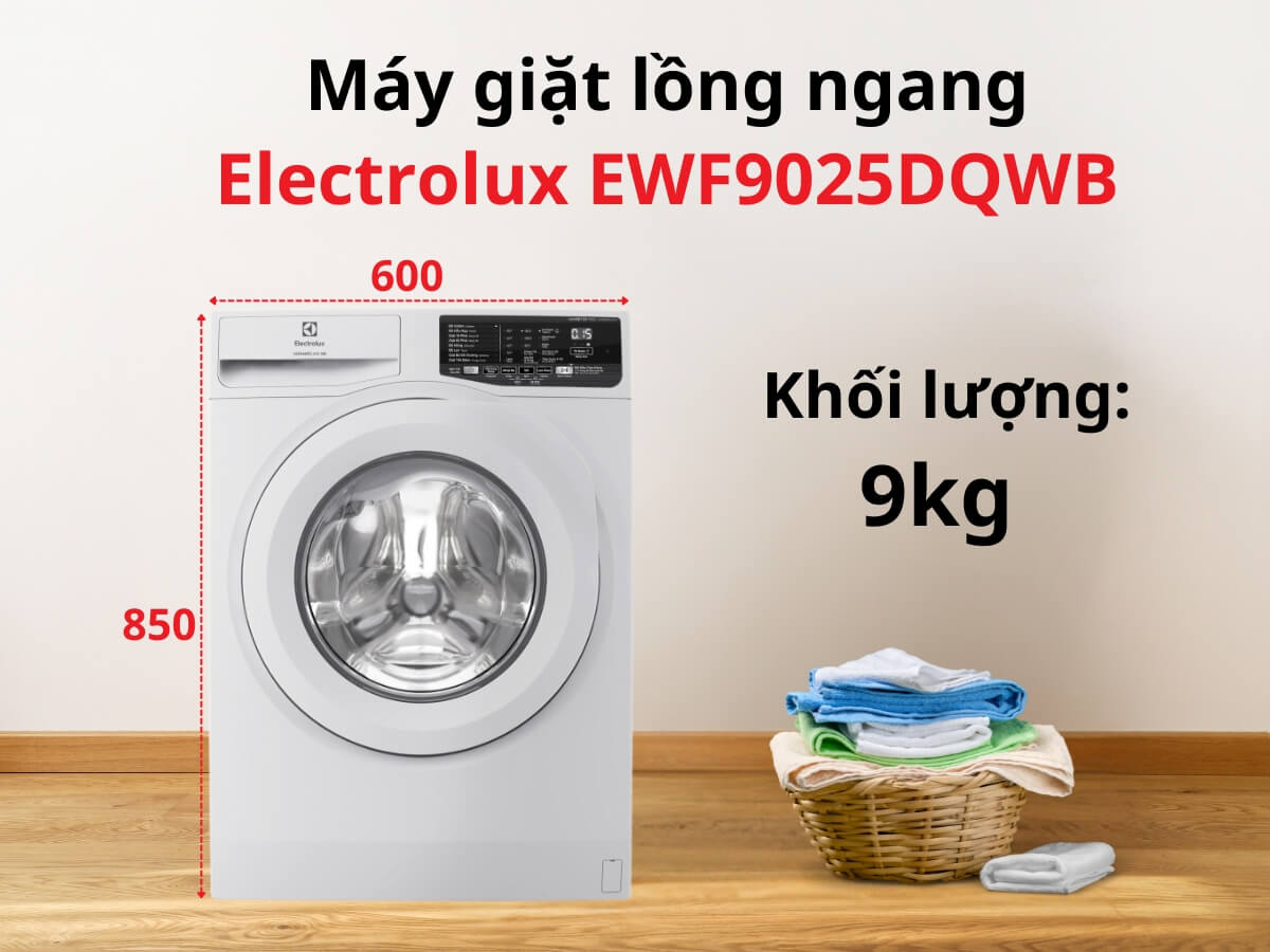 Máy giặt Electrolux EWF9025DQWB thiết kế cửa trước hiện đại, khối lượng giặt 9kg