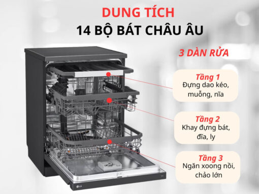máy rửa chén lg ldt14bla4 (3) 3 dàn rửa, dung tích 14 bộ đồ ăn