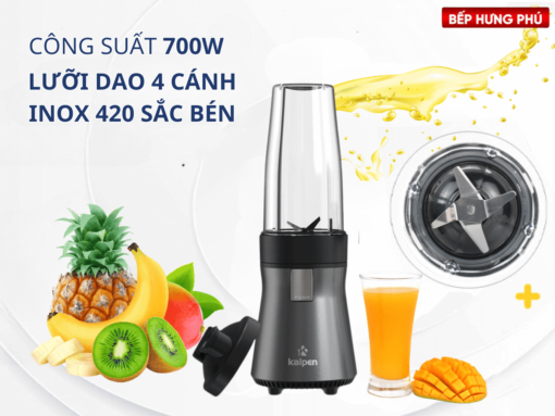 Công suất 700W, lưỡi dao 4 cánh inox 420 sắc bén