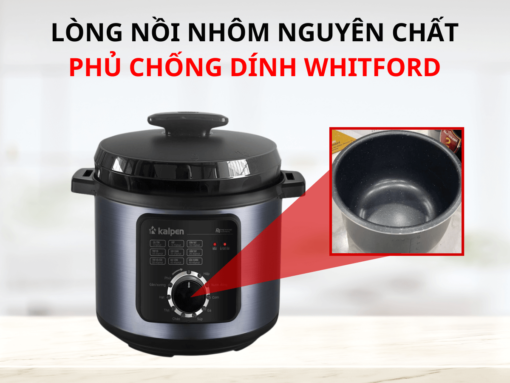 Lòng nồi nhôm nguyên chất dày dặn, phủ chống dính Whitford