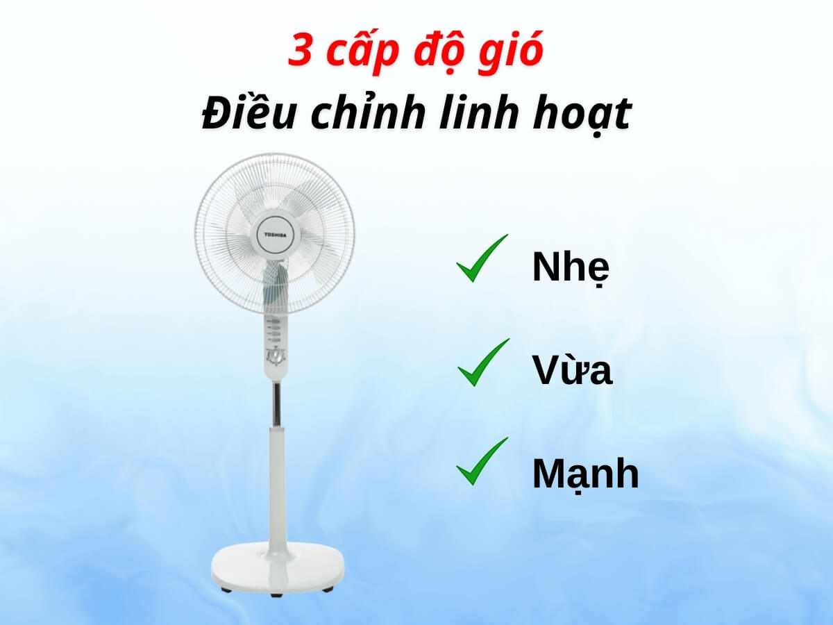 3 cấp độ gió, điều chỉnh linh hoạt