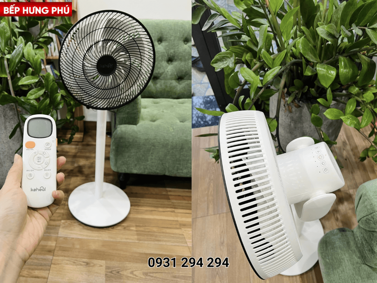 Điều khiển quạt bằng remote từ xa hoặc nút nhấn tiện lợi