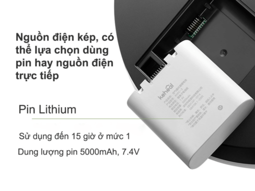 quạt tích điện xiaomi keheal f4 (4) Pin 5000mAh, thời gian sử dụng đến 15 giờ