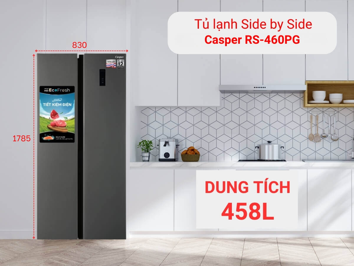 tủ lạnh casper rs-460pg inverter 458l
