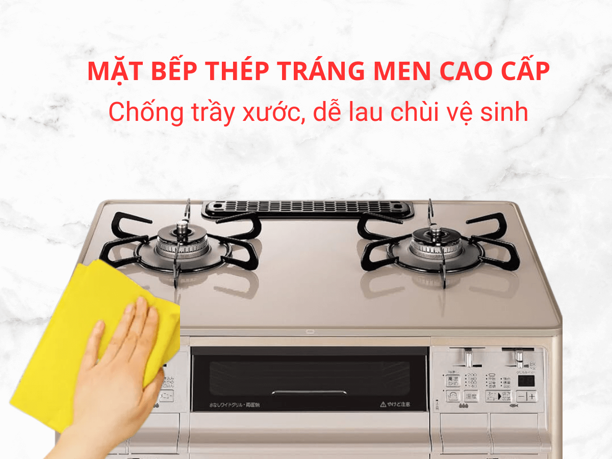 Mặt bếp thép tráng men kính cao cấp