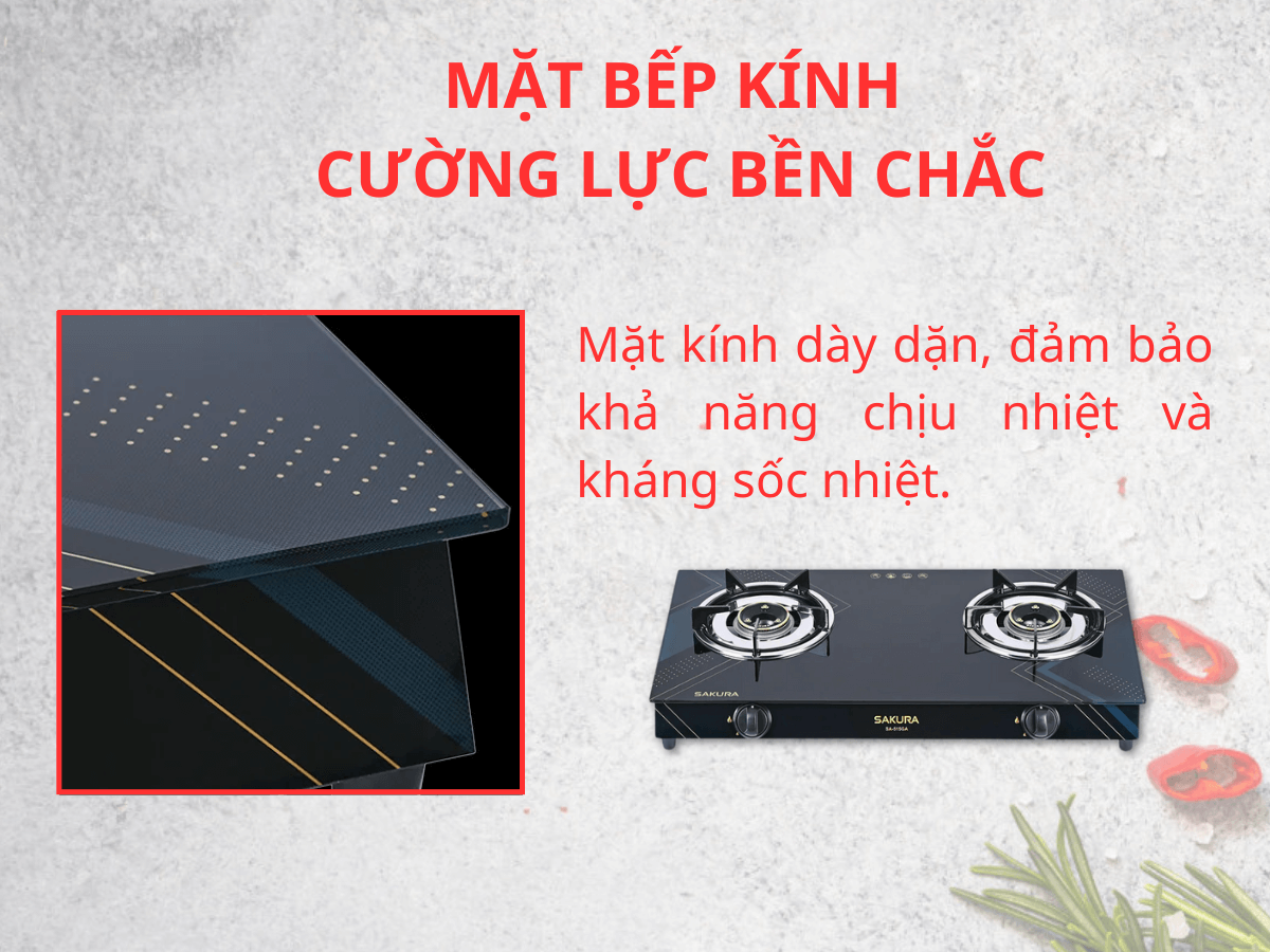 Mặt bếp kính cường lực bền chắc