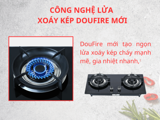 bếp gas sakura sg-2526gb (4) Công nghệ lửa xoáy kép DouFire mới