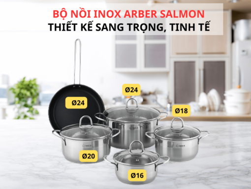 Bộ nồi inox Arber Salmon 5 món