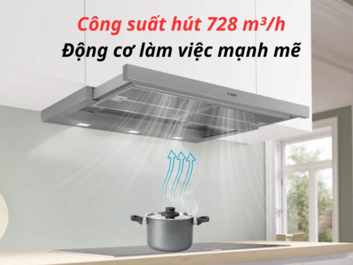 Công suất hút 728 m³/h mạnh mẽ