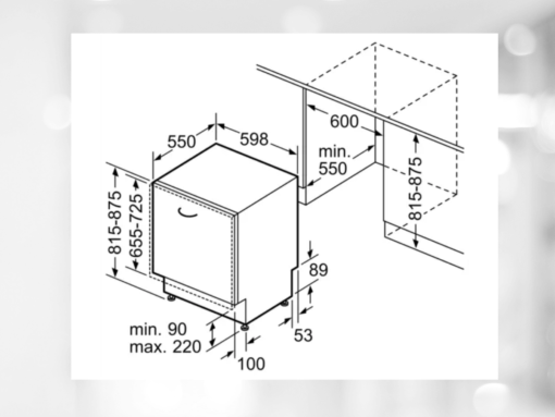 máy rửa chén bosch smv6ycx02e (3) Kích thước máy rửa chén Bosch SMV6YCX02E