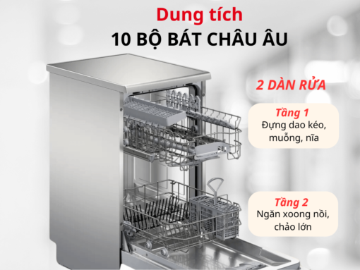 2 dàn rửa với dung tích 10 bộ đồ ăn châu Âu