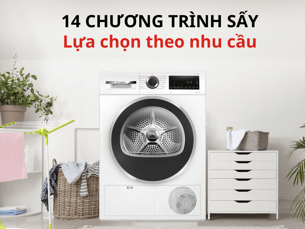 Đa dạng chương trình sấy phù hợp với nhiều loại vải và nhu cầu sấy