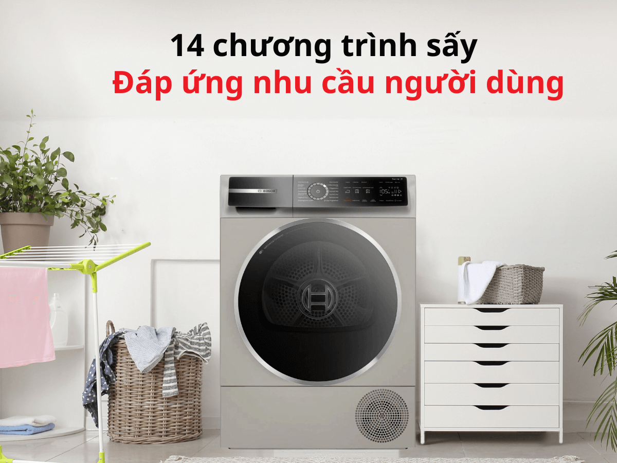 Đa dạng chương trình sấy phù hợp với nhiều loại vải và nhu cầu sấy