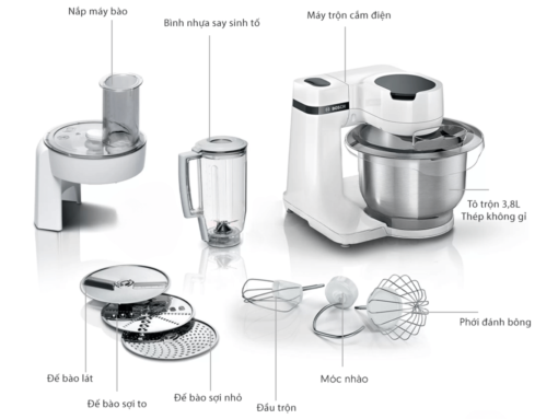 Máy trộn bột Bosch MUMS2EW20 đa dạng phụ kiện, đa chức năng