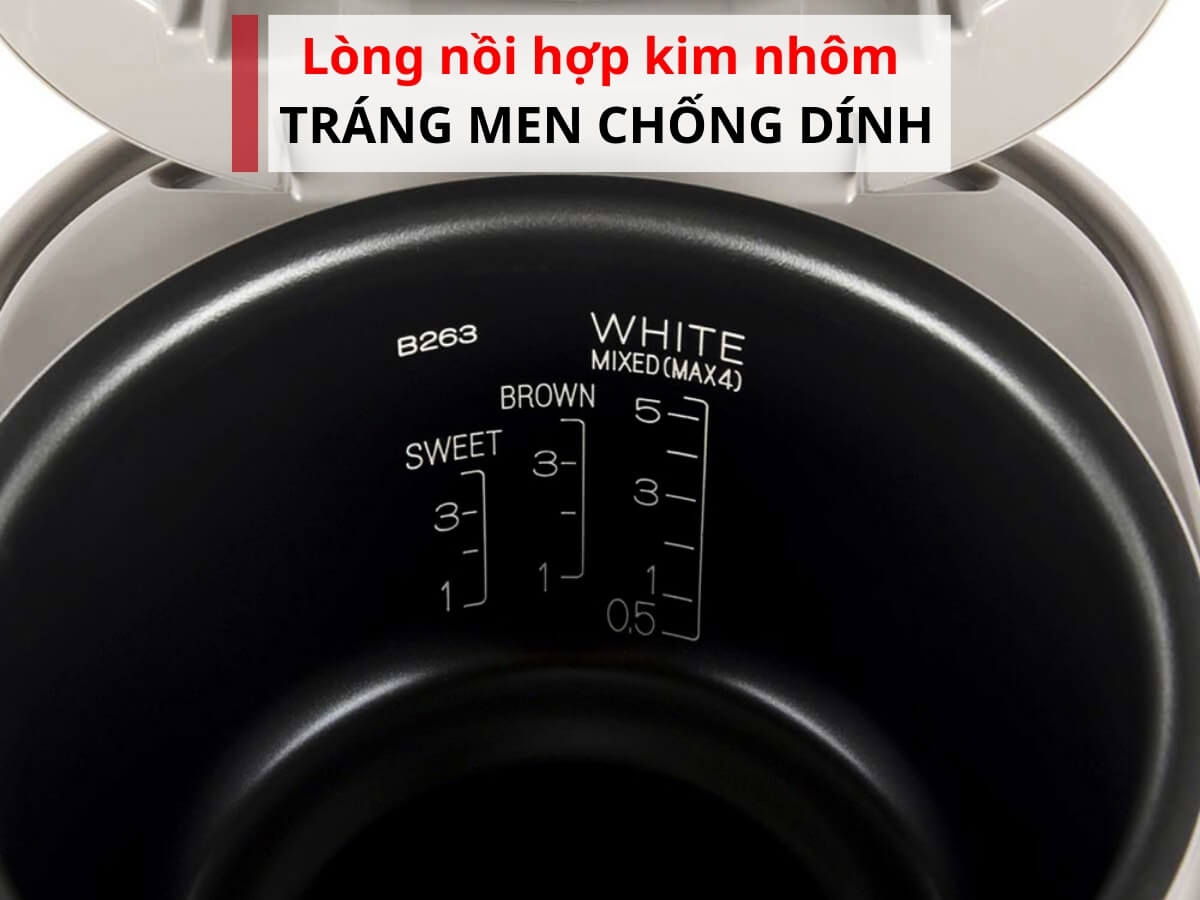 Lòng nồi dày dặn, phủ men chống dính cao cấp